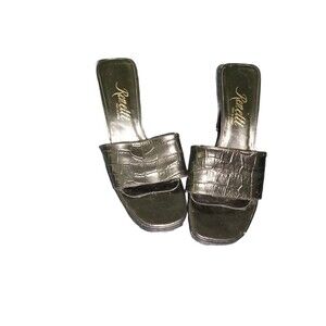 Vintage Renetti Black Women's Chunky Heels Mules Slides Slip Ons-7-Spain